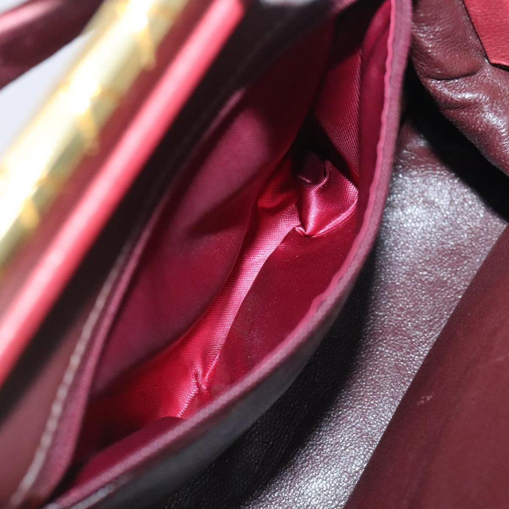 CHANEL Matelasse Hand Bag Suede Red Gold CC 88279