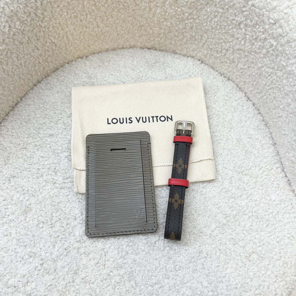 LV Luggage Tag in Dark Orange / Taupe / Red Epi Leather and Monogram Canvas