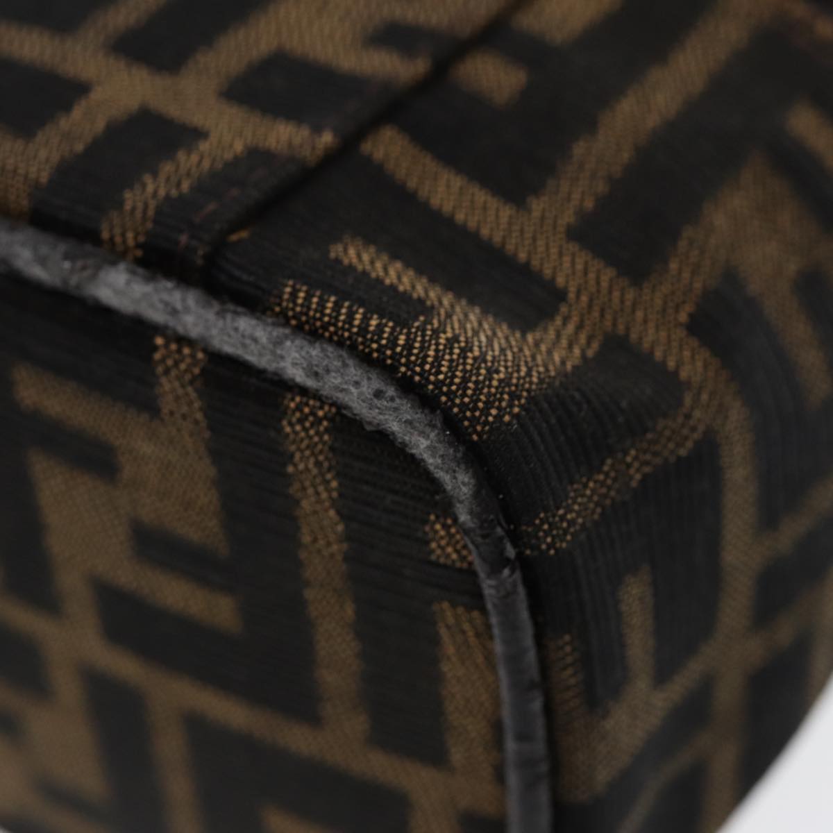 FENDI Zucca Canvas Vanity Hand Bag Brown Black Silver 88313