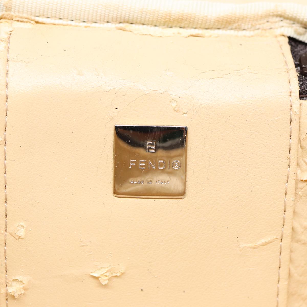 FENDI Zucca Canvas Vanity Hand Bag Brown Black Silver 88313