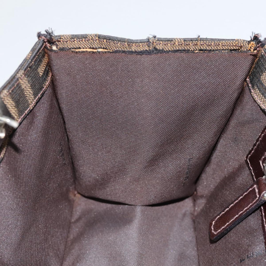 FENDI Zucca Canvas Mamma Baguette Shoulder Bag Brown Black Silver 88343