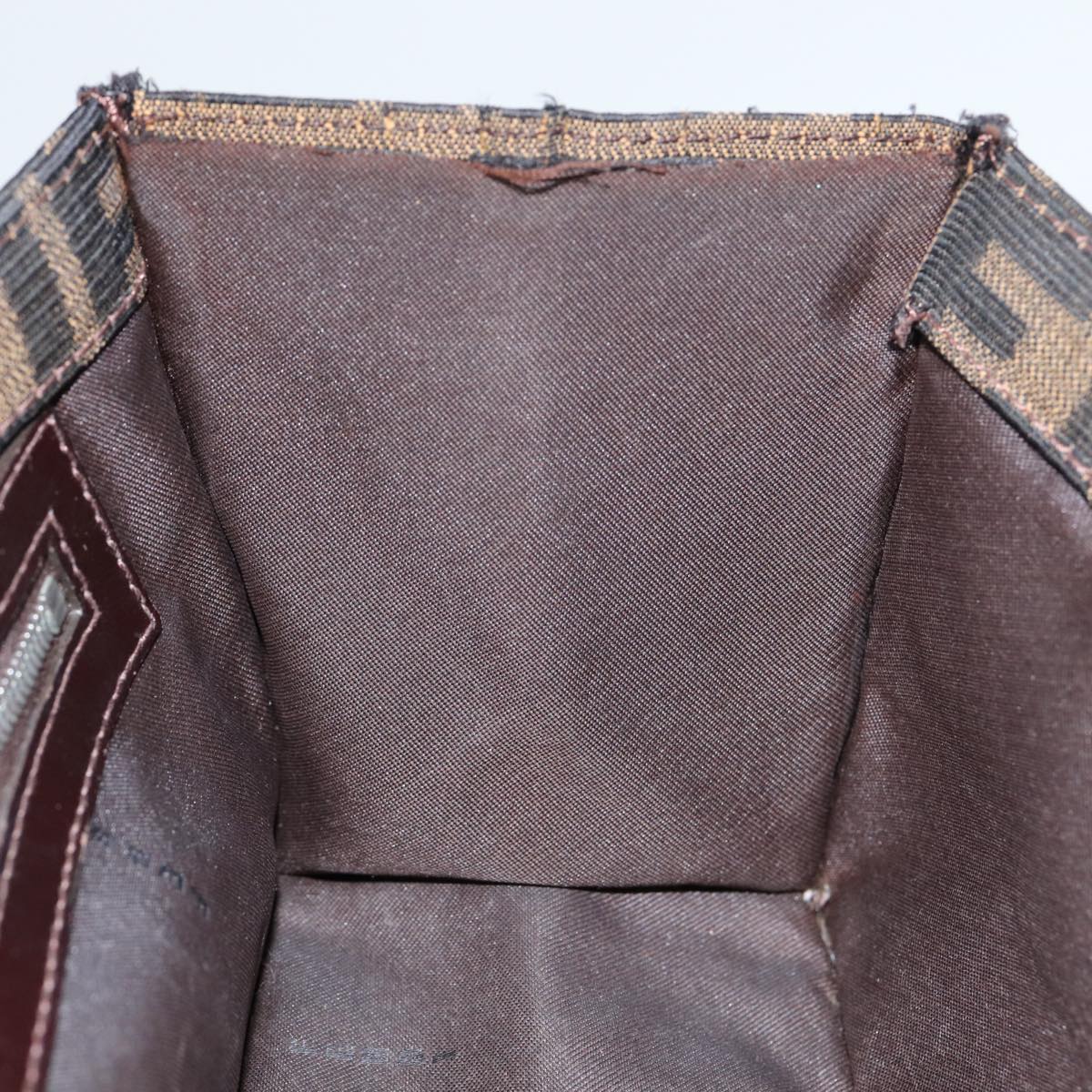 FENDI Zucca Canvas Mamma Baguette Shoulder Bag Brown Black Silver 88343