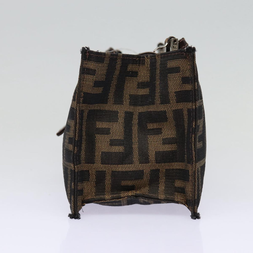 FENDI Zucca Canvas Mamma Baguette Shoulder Bag Brown Black Silver 88343