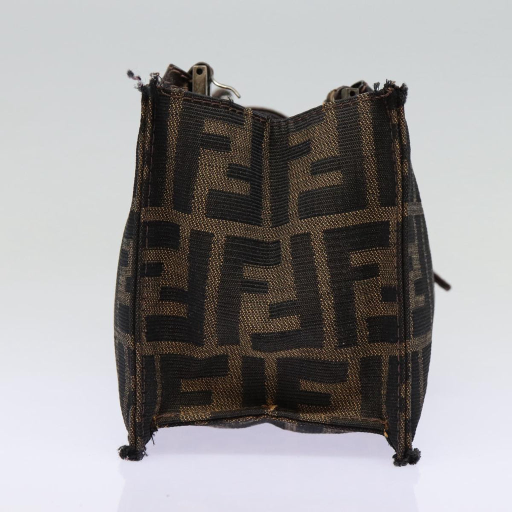 FENDI Zucca Canvas Mamma Baguette Shoulder Bag Brown Black Silver 88343