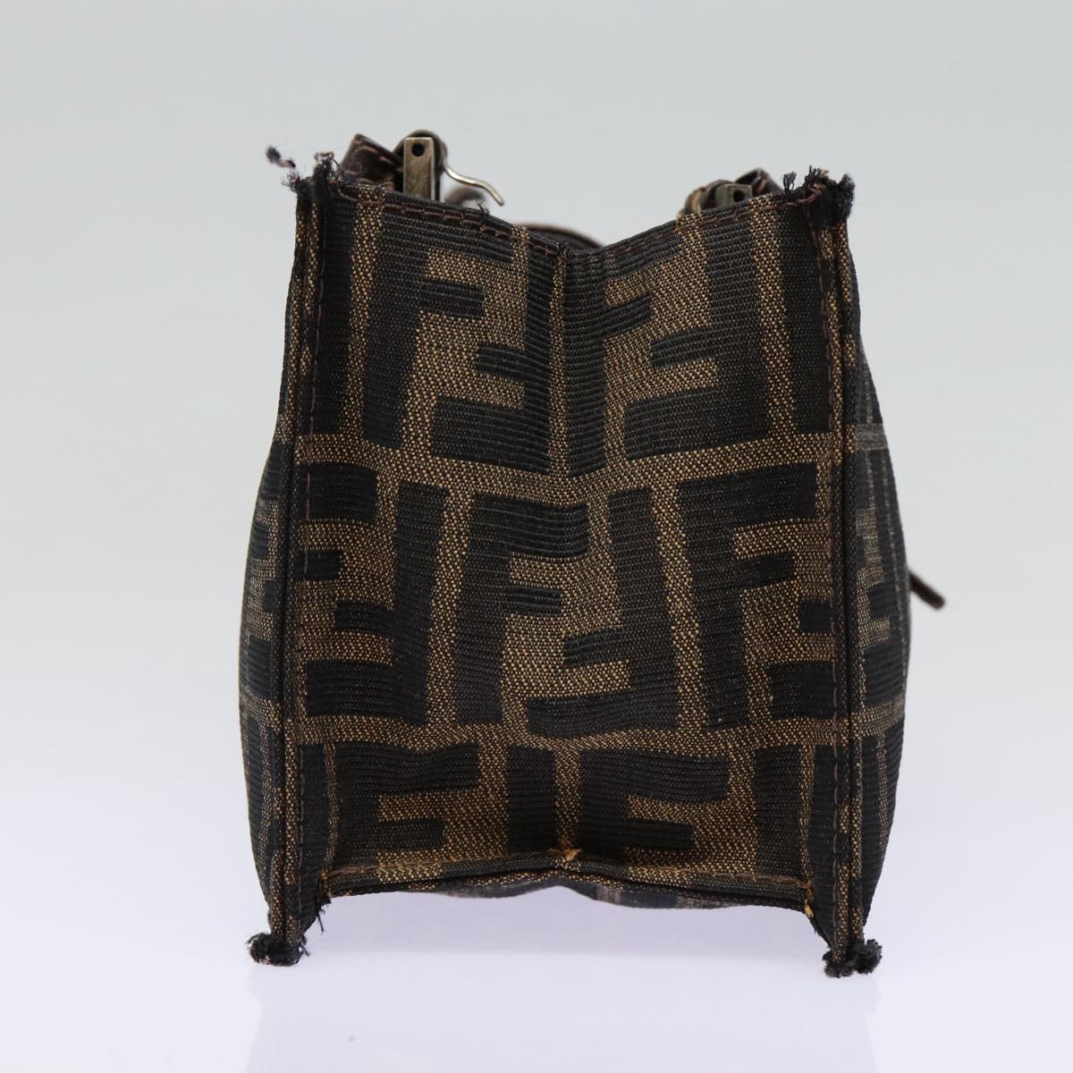 FENDI Zucca Canvas Mamma Baguette Shoulder Bag Brown Black Silver 88343
