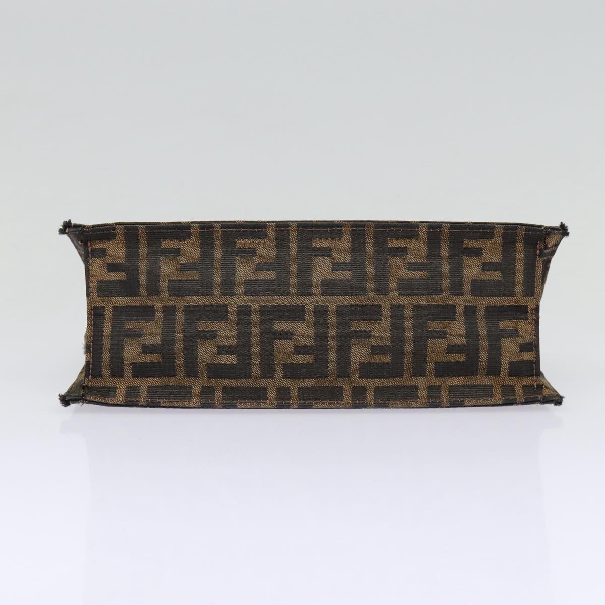FENDI Zucca Canvas Mamma Baguette Shoulder Bag Brown Black Silver 88343