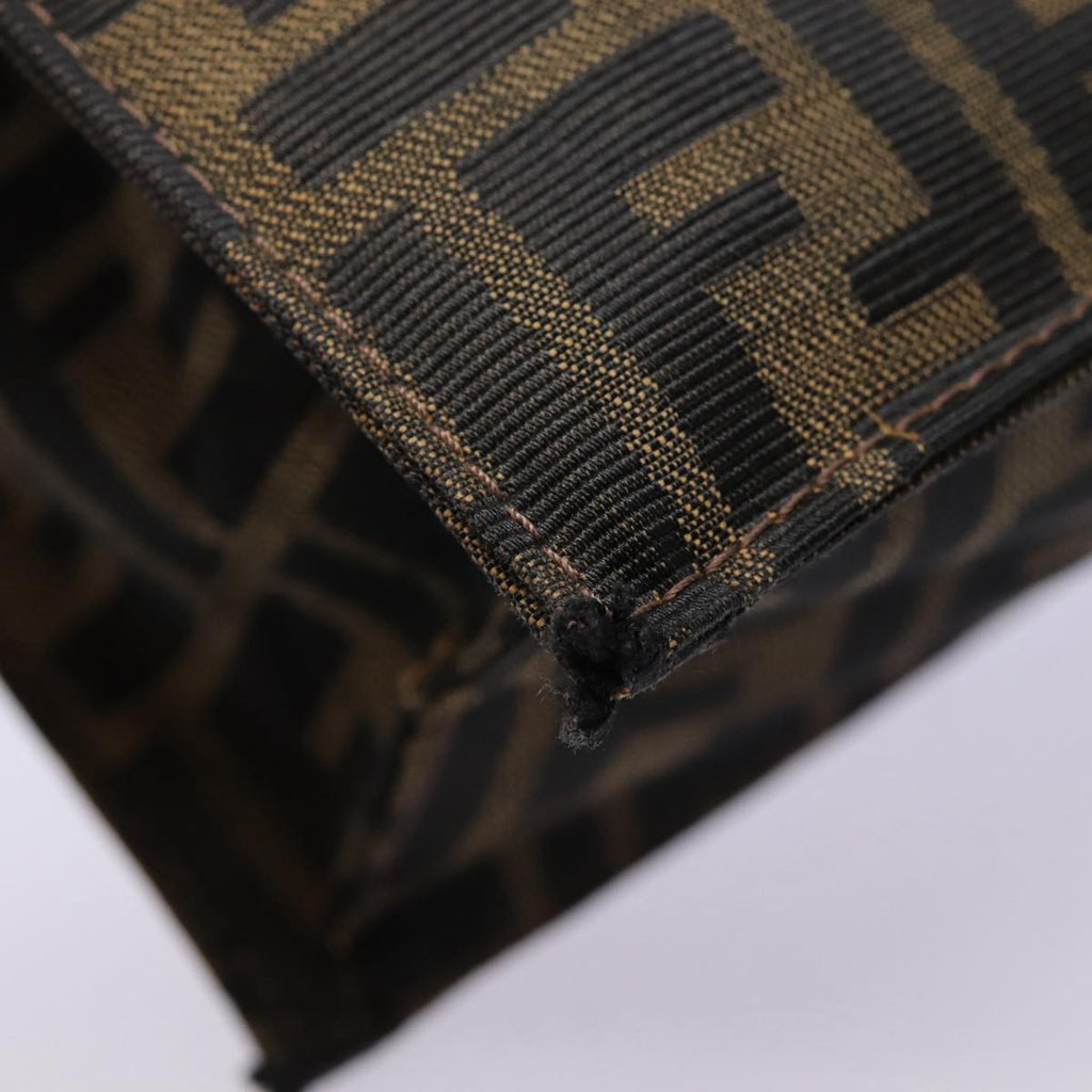 FENDI Zucca Canvas Mamma Baguette Shoulder Bag Brown Black Silver 88343