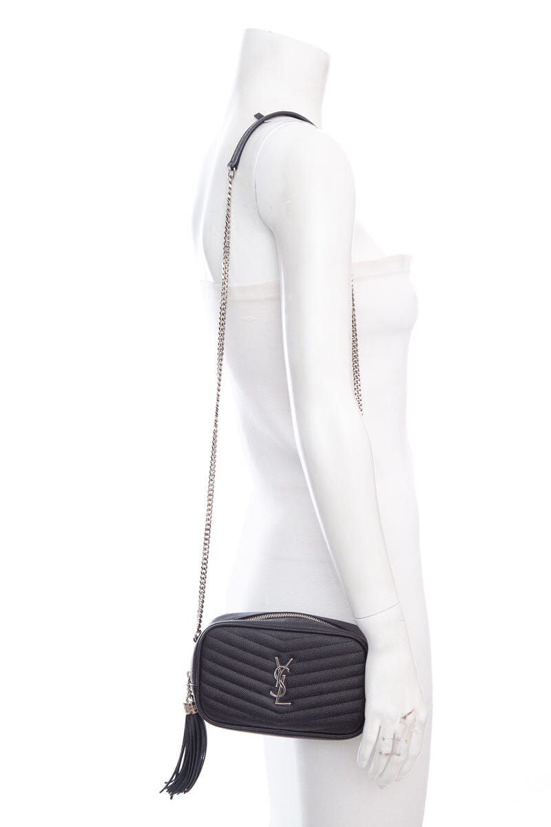 Saint Laurent Black Lou Mini Chevron Cross-Body