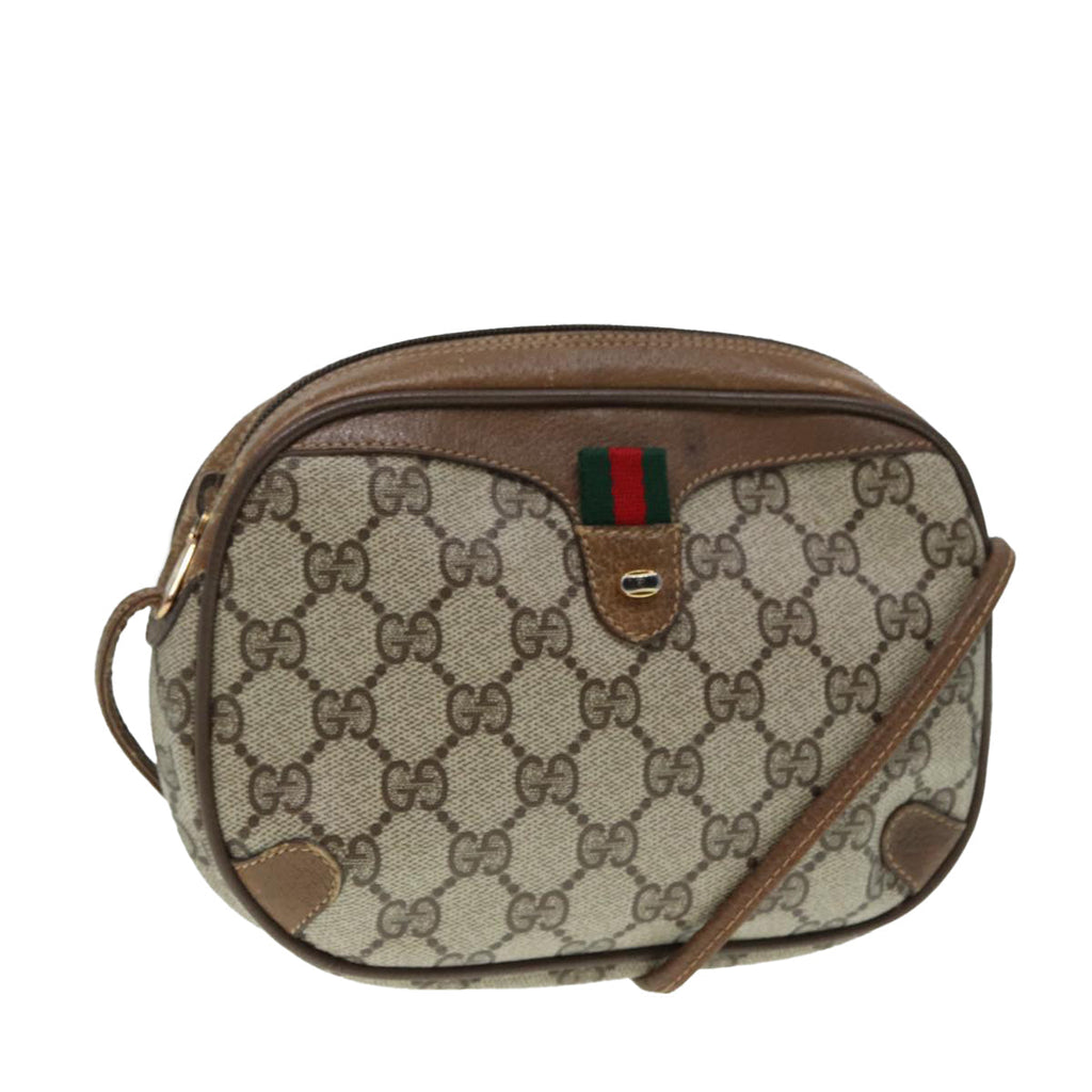 GUCCI GG Supreme Web Sherry Line Shoulder Bag PVC Beige 89 02 066 88405