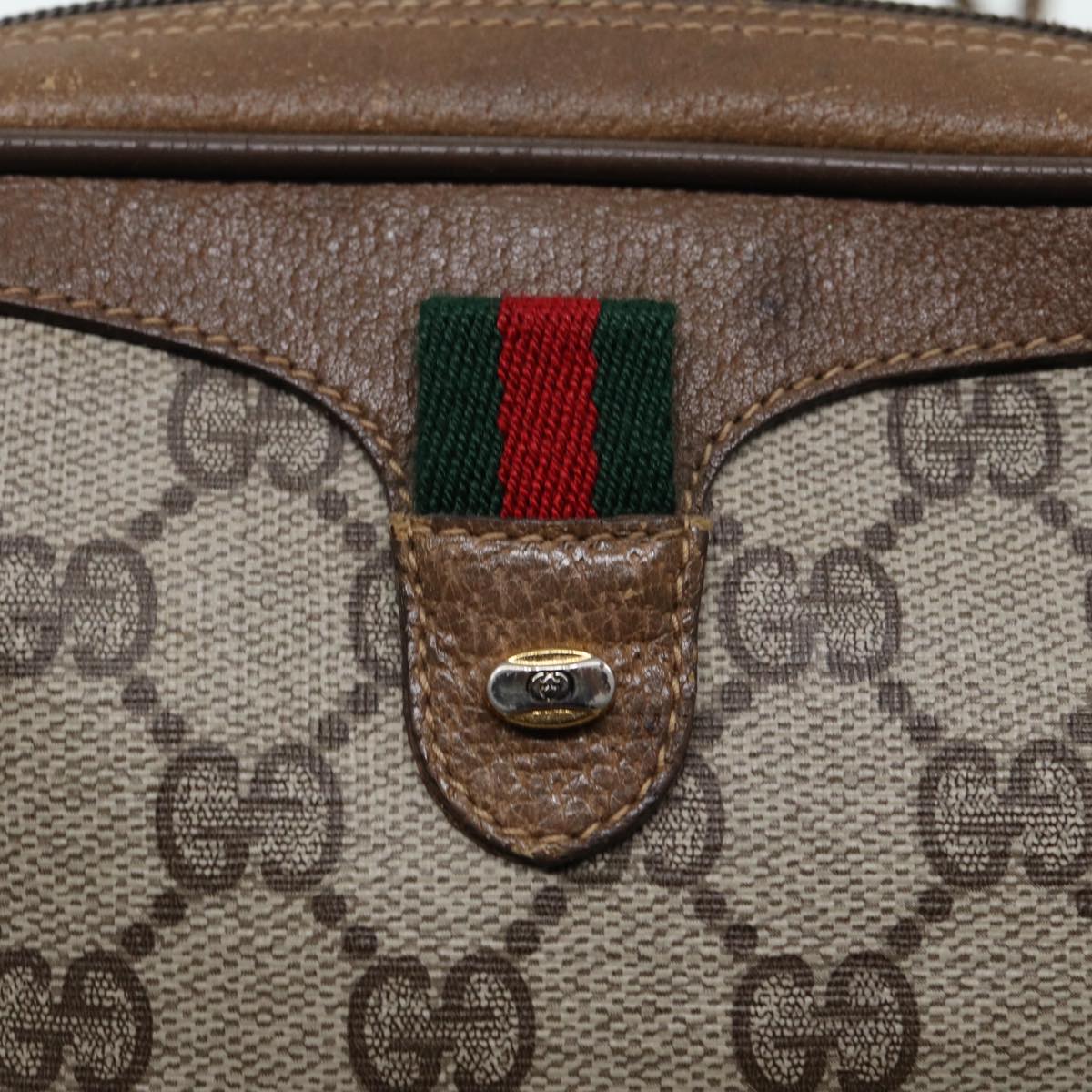 GUCCI GG Supreme Web Sherry Line Shoulder Bag PVC Beige 89 02 066 88405