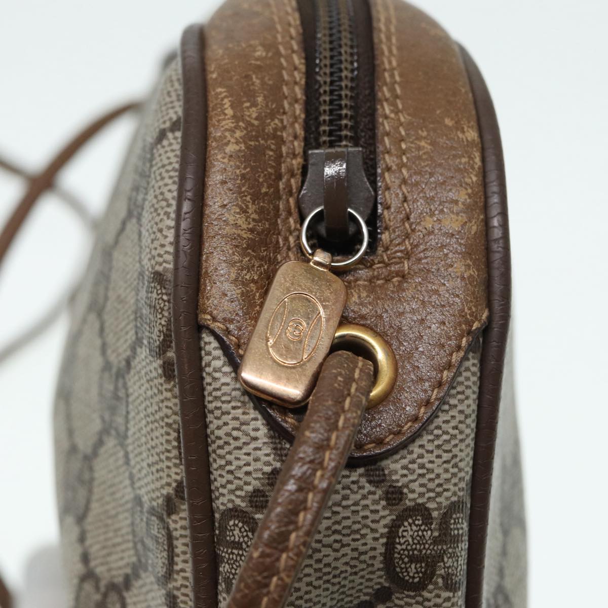 GUCCI GG Supreme Web Sherry Line Shoulder Bag PVC Beige 89 02 066 88405