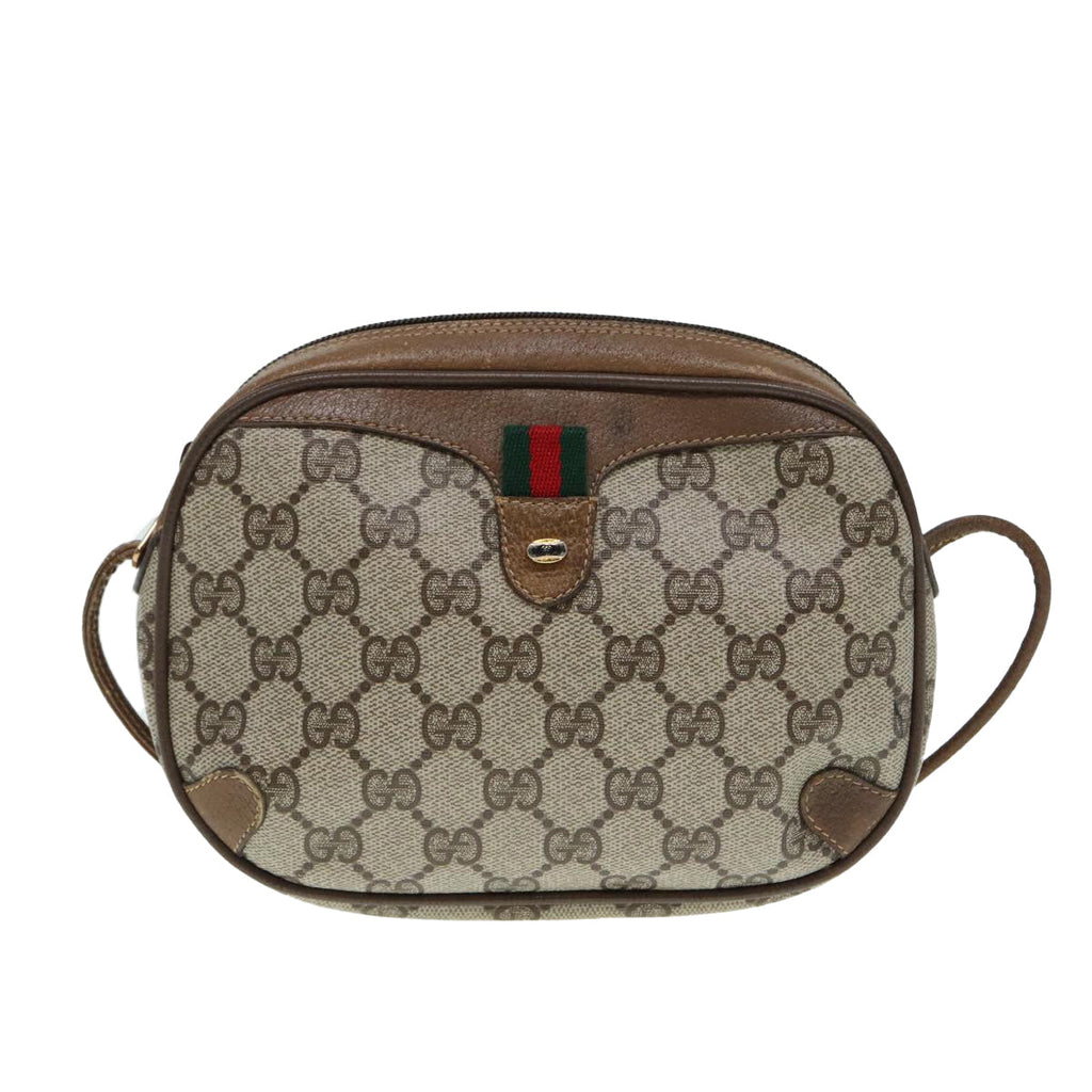 GUCCI GG Supreme Web Sherry Line Shoulder Bag PVC Beige 89 02 066 88405