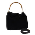 GUCCI Bamboo Hand Bag Suede 2way Black Gold 001 1014 1577 0 88406