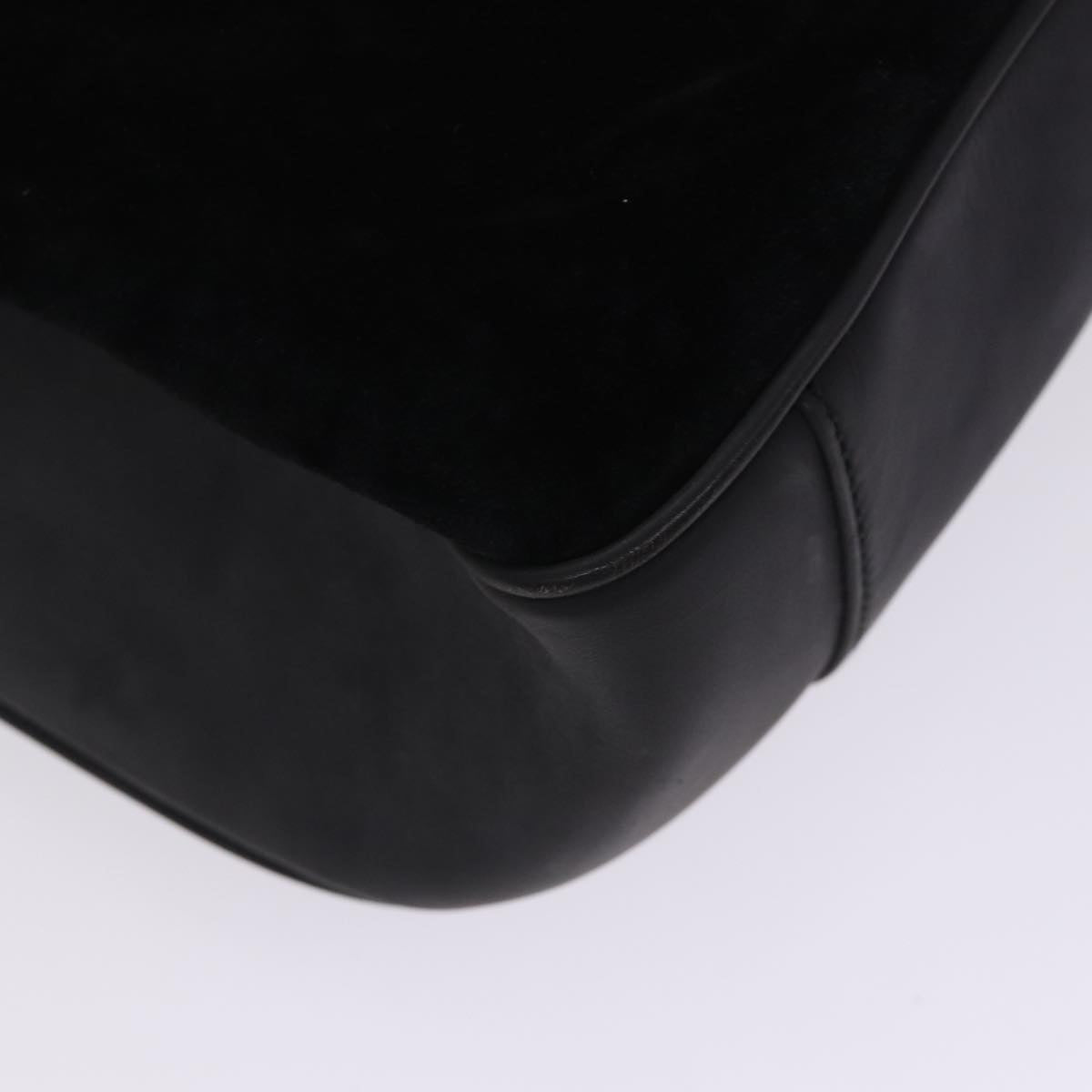 GUCCI Bamboo Hand Bag Suede 2way Black Gold 001 1014 1577 0 88406
