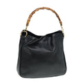 GUCCI Bamboo Hand Bag Leather Black Gold 88409