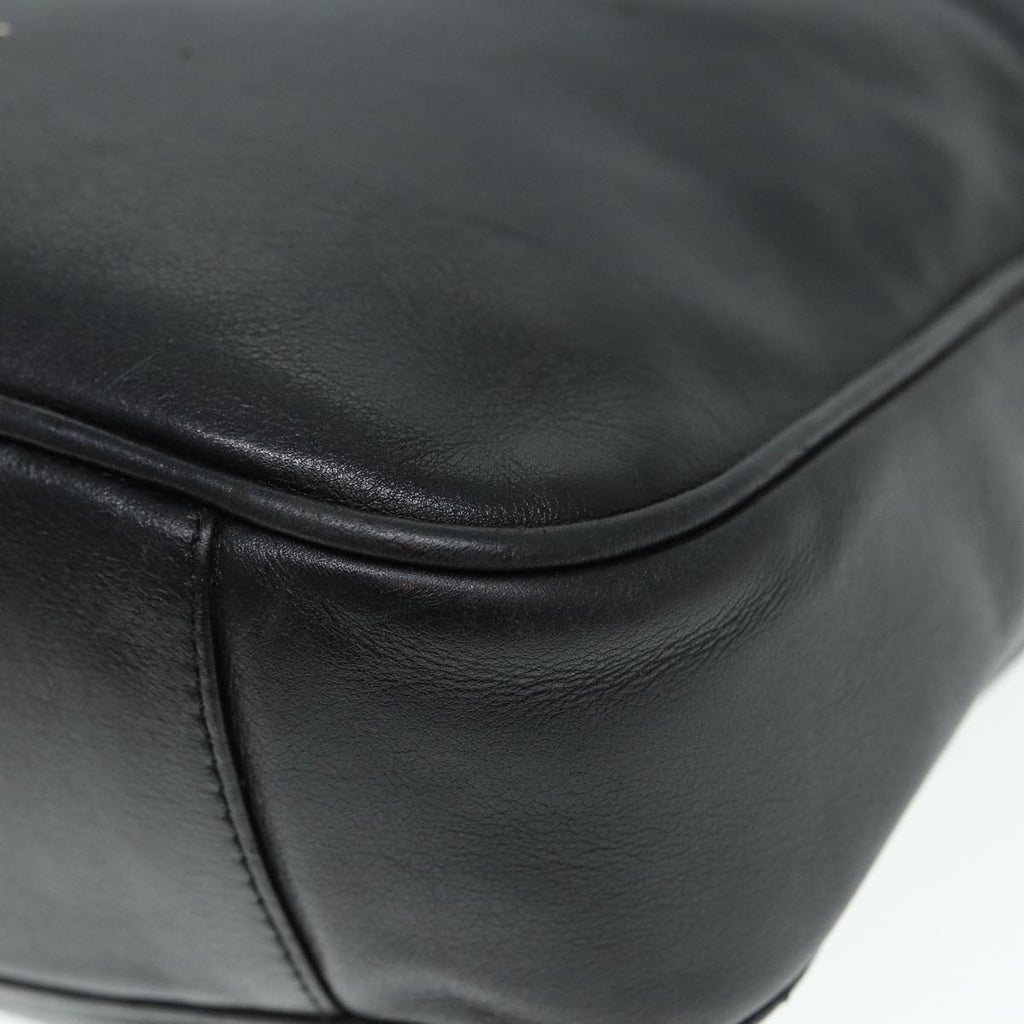 GUCCI Bamboo Hand Bag Leather Black Gold 88409