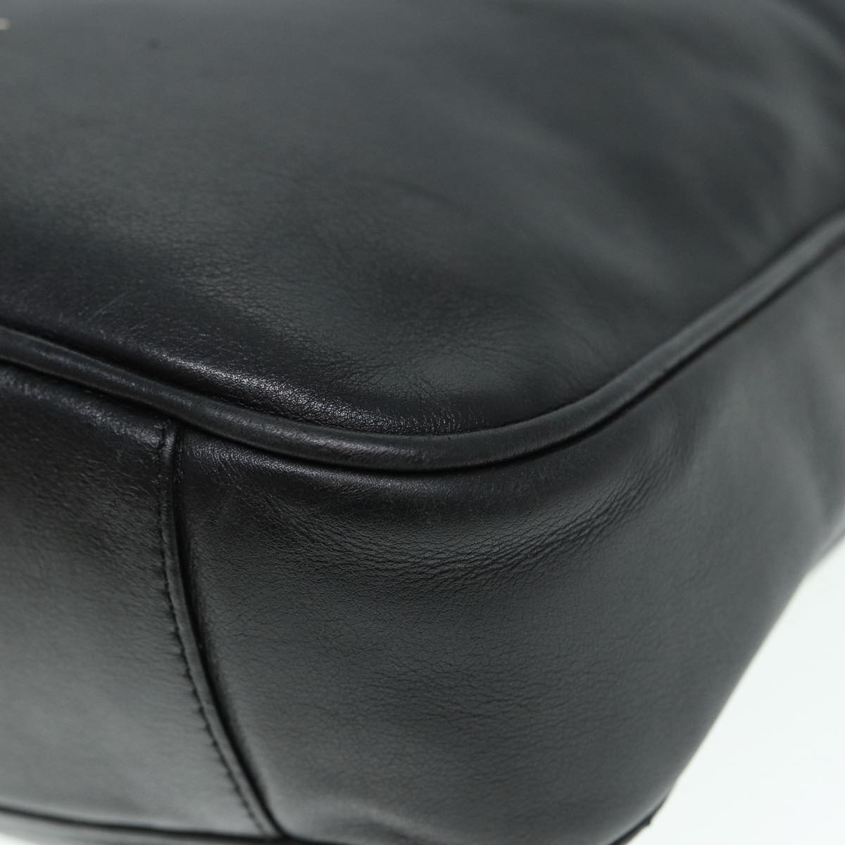 GUCCI Bamboo Hand Bag Leather Black Gold 88409