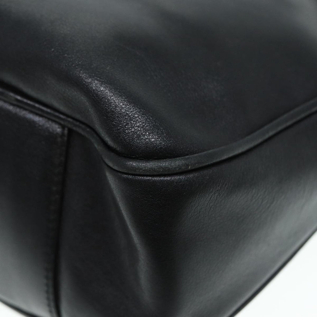 GUCCI Bamboo Hand Bag Leather Black Gold 88409