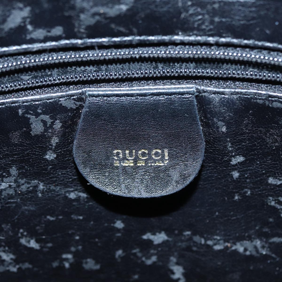 GUCCI Bamboo Hand Bag Leather Black Gold 88409