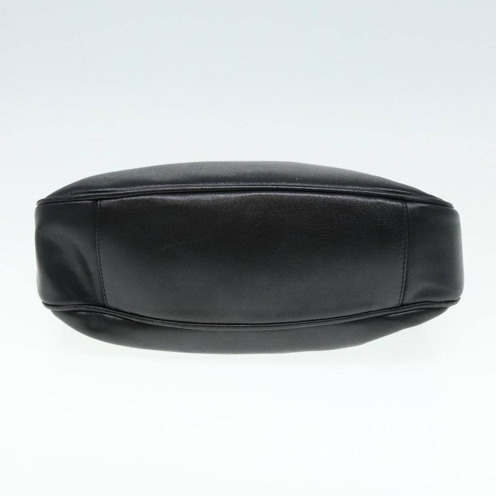 GUCCI Bamboo Hand Bag Leather Black Gold 88409