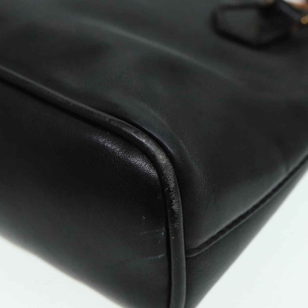GUCCI Bamboo Hand Bag Leather 2way Black Gold 007 2032 0231 88410