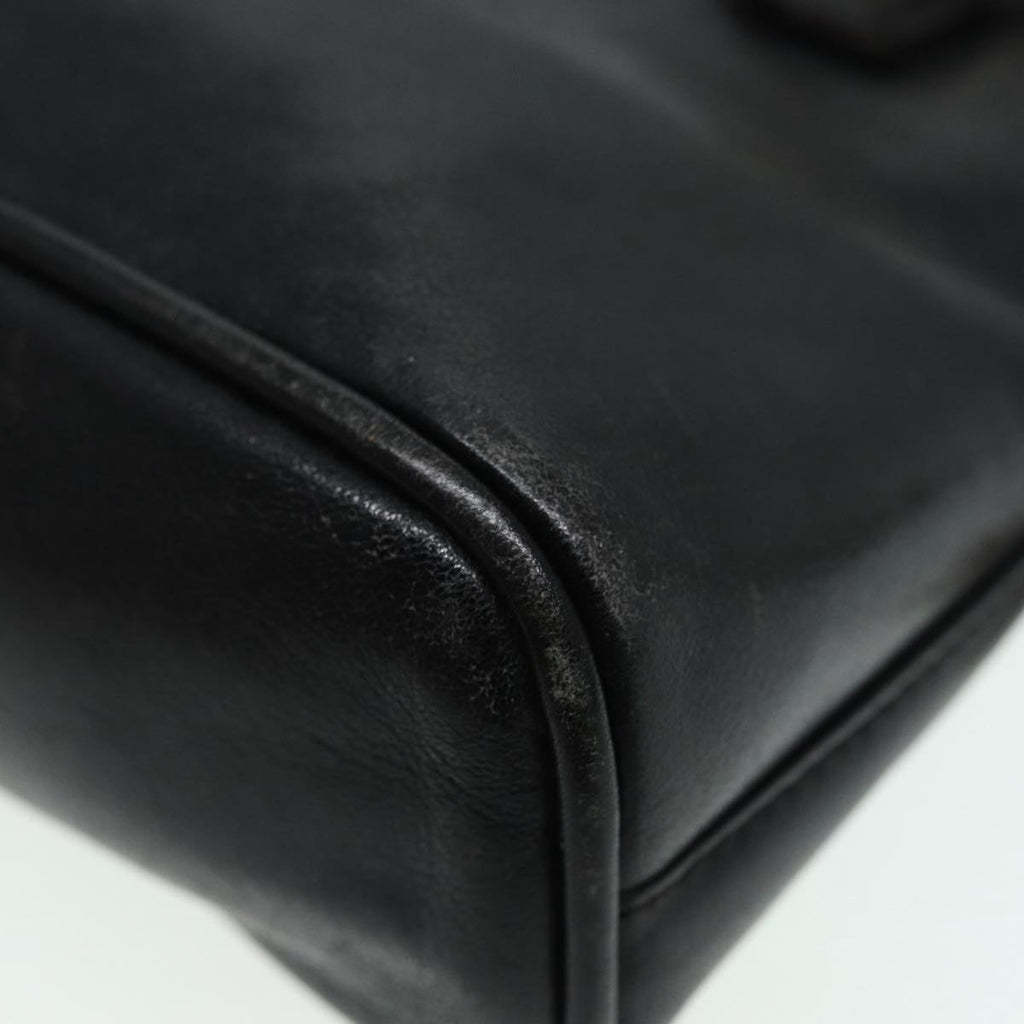 GUCCI Bamboo Hand Bag Leather 2way Black Gold 007 2032 0231 88410