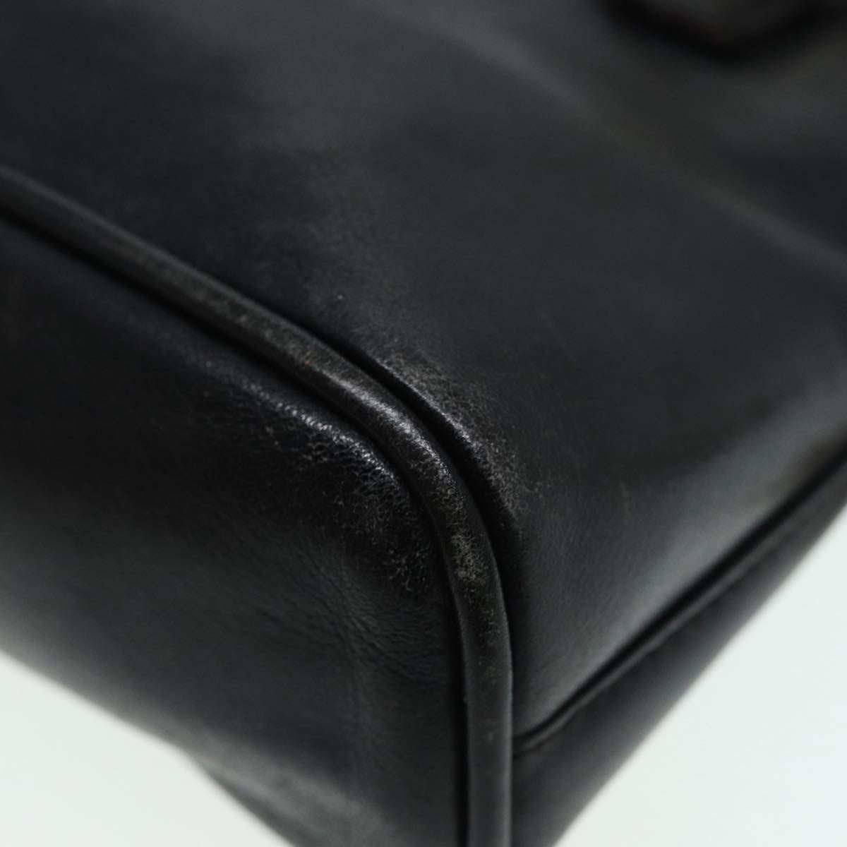 GUCCI Bamboo Hand Bag Leather 2way Black Gold 007 2032 0231 88410