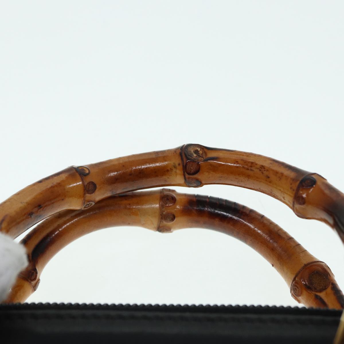 GUCCI Bamboo Hand Bag Leather 2way Black Gold 007 2032 0231 88410
