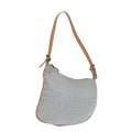FENDI Zucchino Canvas Shoulder Bag Light Blue Silver 88411