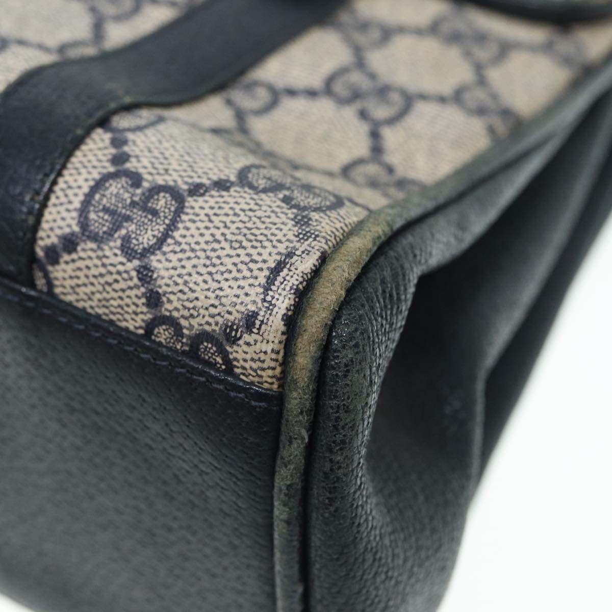 GUCCI GG Supreme Hand Bag PVC Leather Navy Gold 000 46 4857 88415