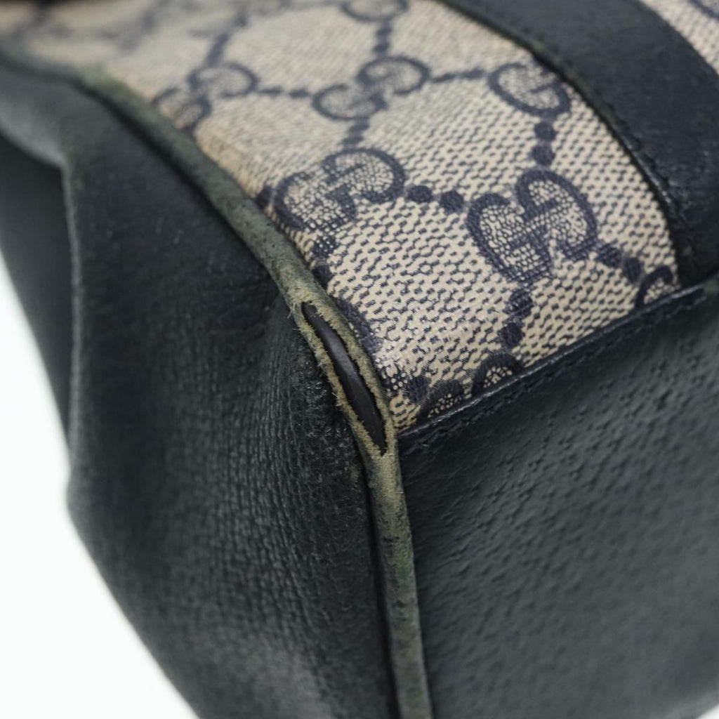 GUCCI GG Supreme Hand Bag PVC Leather Navy Gold 000 46 4857 88415