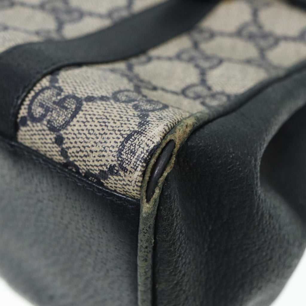 GUCCI GG Supreme Hand Bag PVC Leather Navy Gold 000 46 4857 88415
