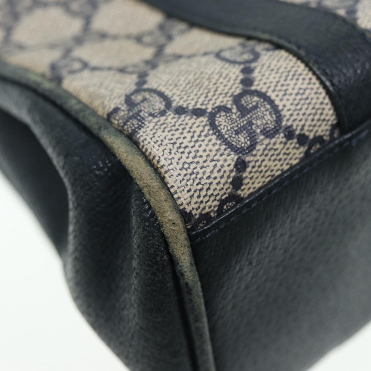 GUCCI GG Supreme Hand Bag PVC Leather Navy Gold 000 46 4857 88415