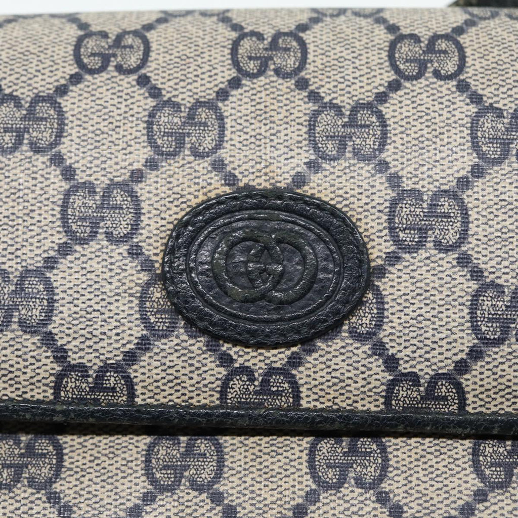 GUCCI GG Supreme Hand Bag PVC Leather Navy Gold 000 46 4857 88415