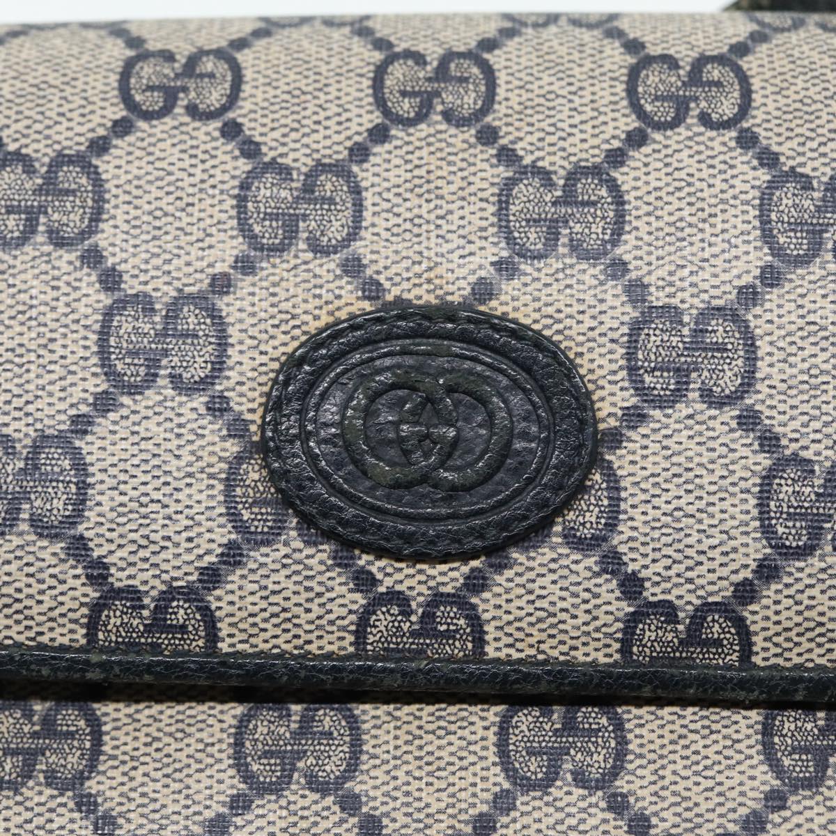 GUCCI GG Supreme Hand Bag PVC Leather Navy Gold 000 46 4857 88415