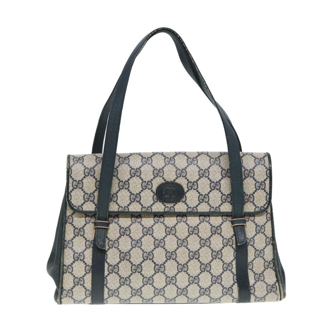 GUCCI GG Supreme Hand Bag PVC Leather Navy Gold 000 46 4857 88415