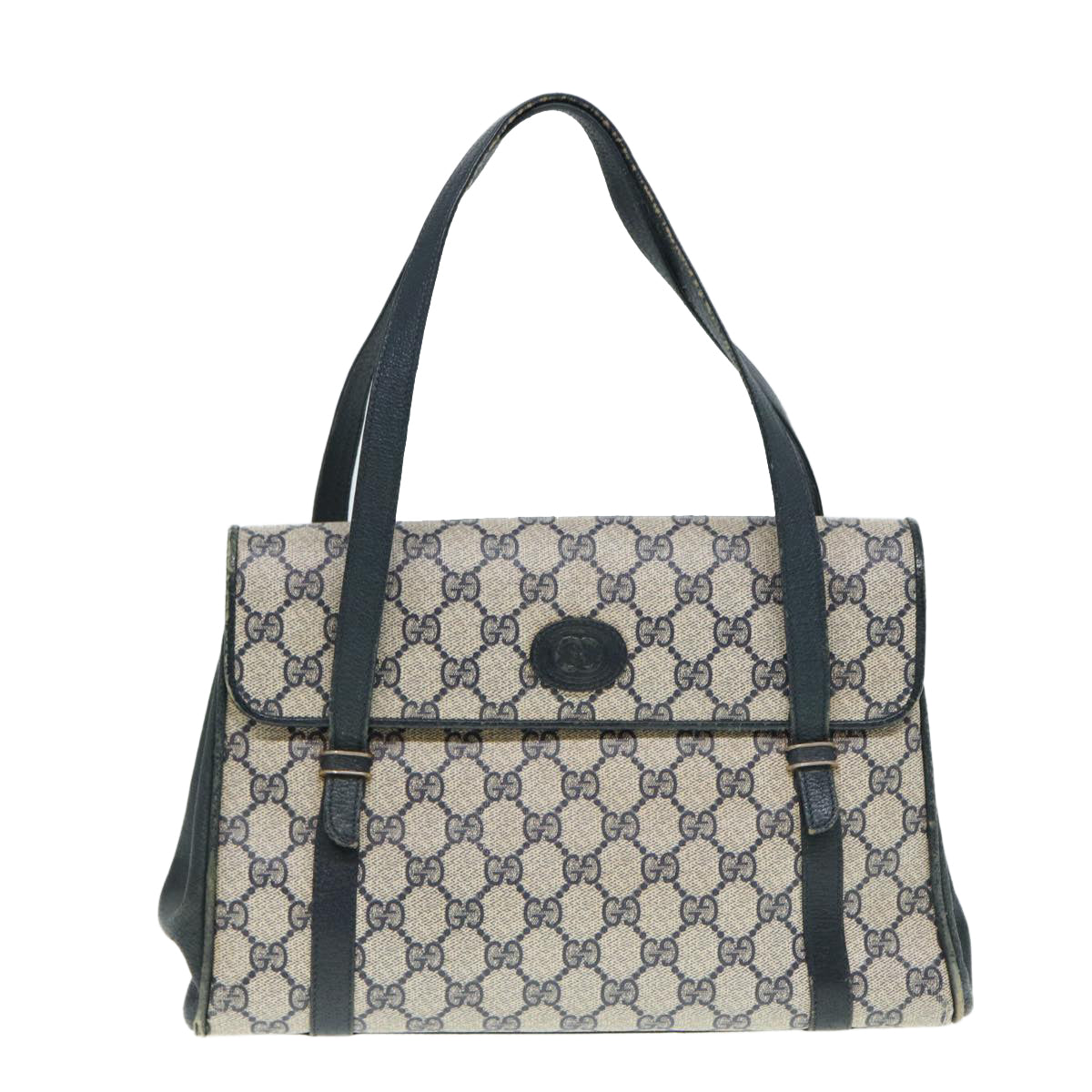 GUCCI GG Supreme Hand Bag PVC Leather Navy Gold 000 46 4857 88415