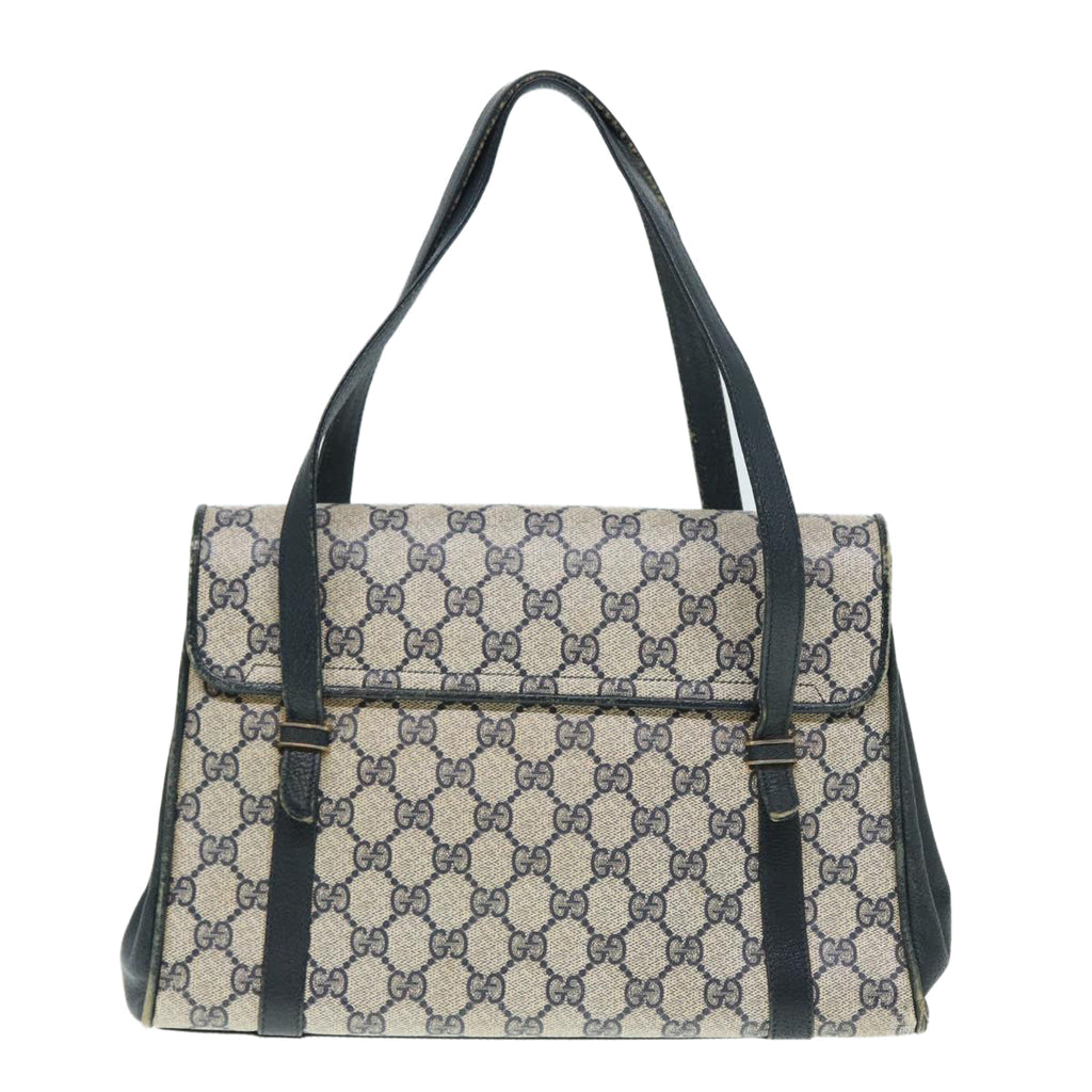 GUCCI GG Supreme Hand Bag PVC Leather Navy Gold 000 46 4857 88415