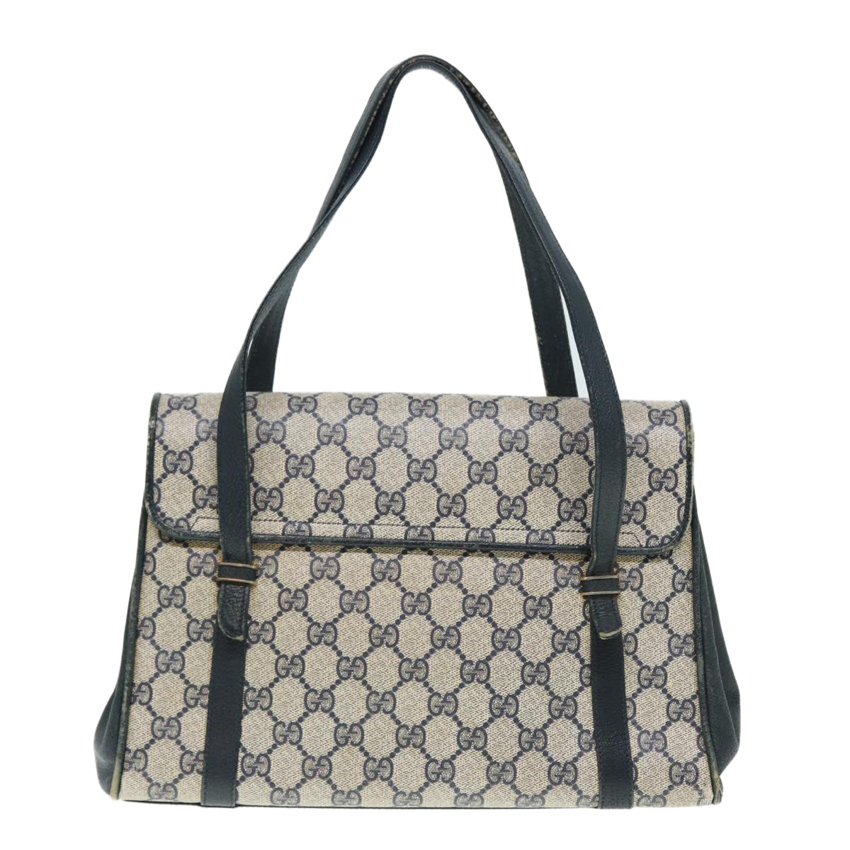 GUCCI GG Supreme Hand Bag PVC Leather Navy Gold 000 46 4857 88415