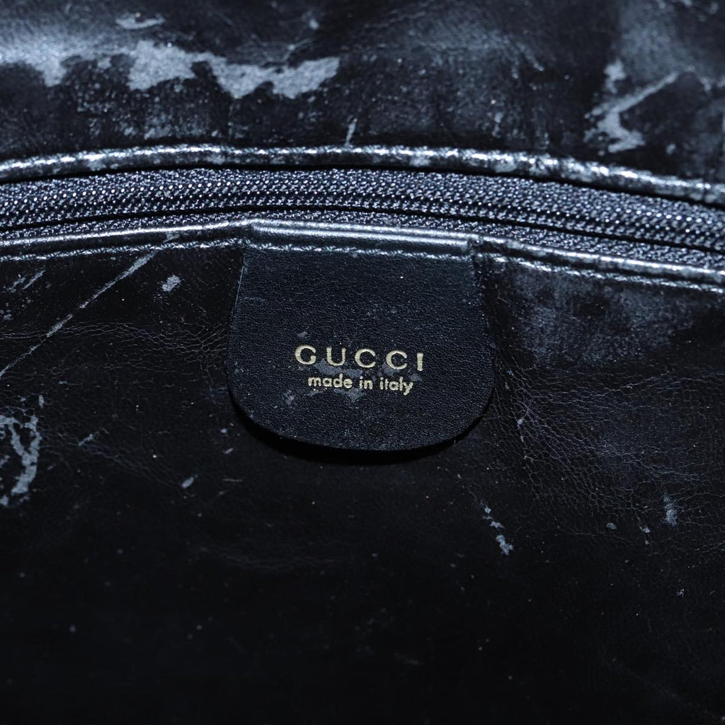 GUCCI Bamboo Hand Bag Leather 2way Black Gold 001 2058 1577 0 88416