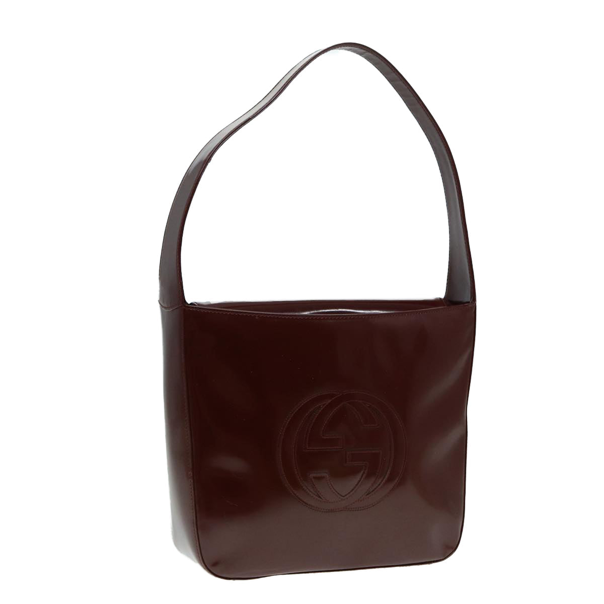 GUCCI Shoulder Bag Patent leather Brown Silver 000 2046 0506 88420