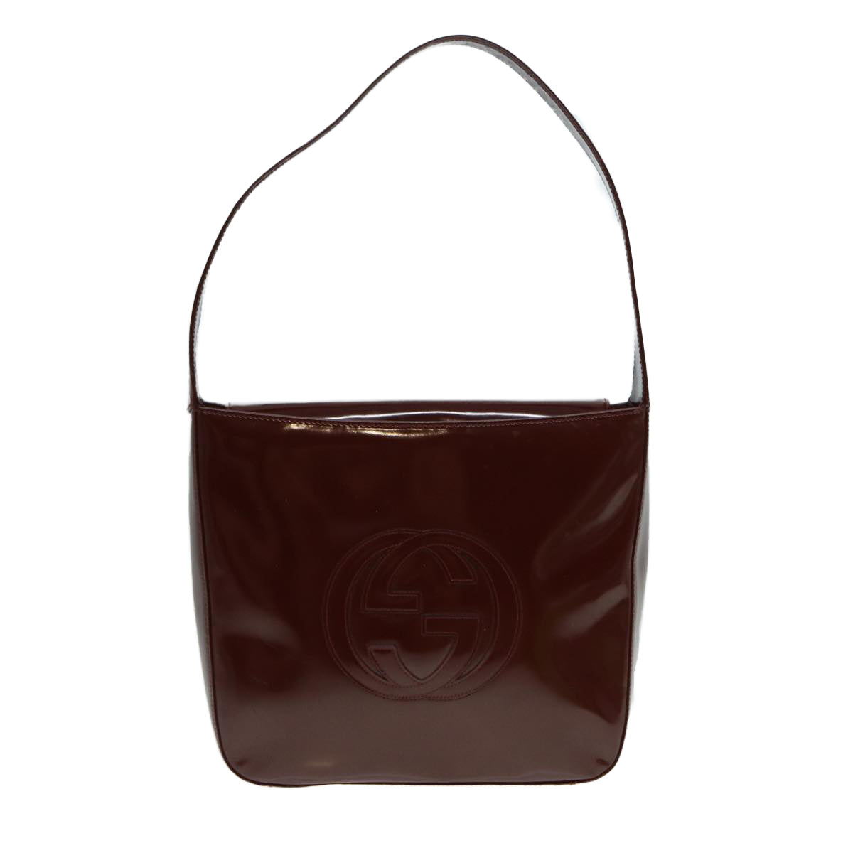 GUCCI Shoulder Bag Patent leather Brown Silver 000 2046 0506 88420