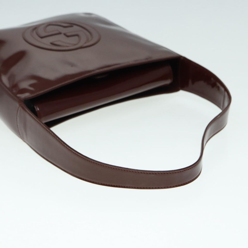 GUCCI Shoulder Bag Patent leather Brown Silver 000 2046 0506 88420