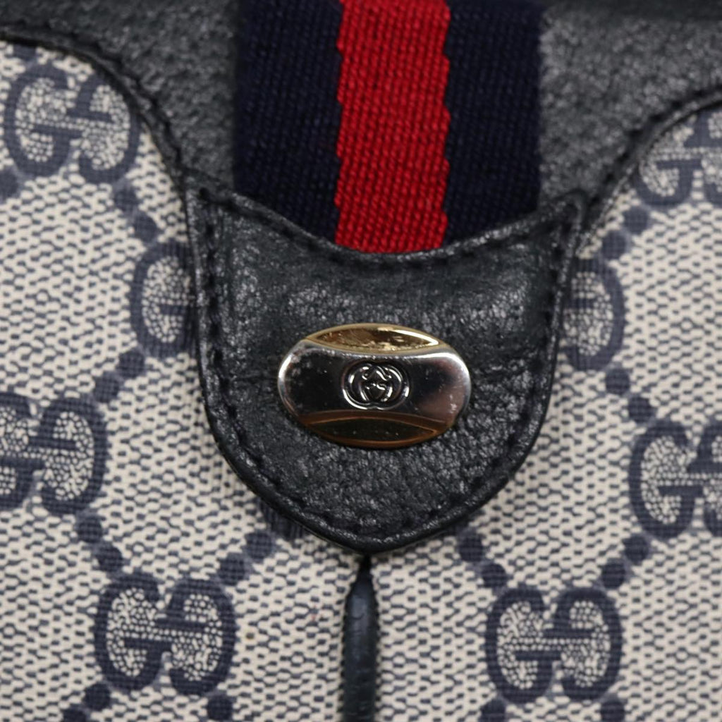 GUCCI GG Supreme Sherry Line Shoulder Bag PVC Navy Red 904 02 047 88462