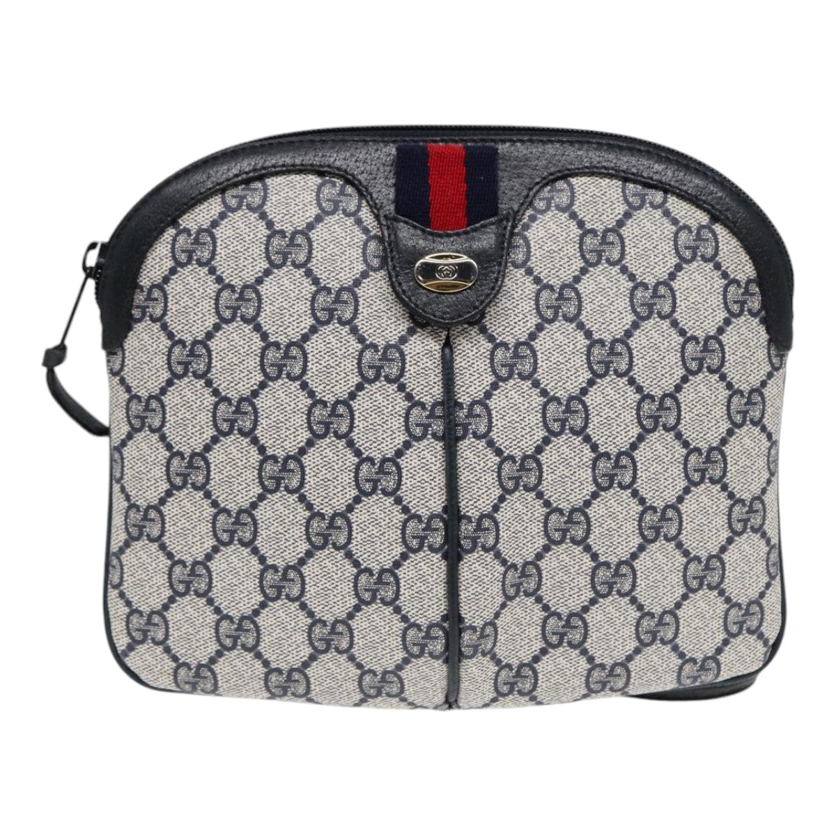 GUCCI GG Supreme Sherry Line Shoulder Bag PVC Navy Red 904 02 047 88462