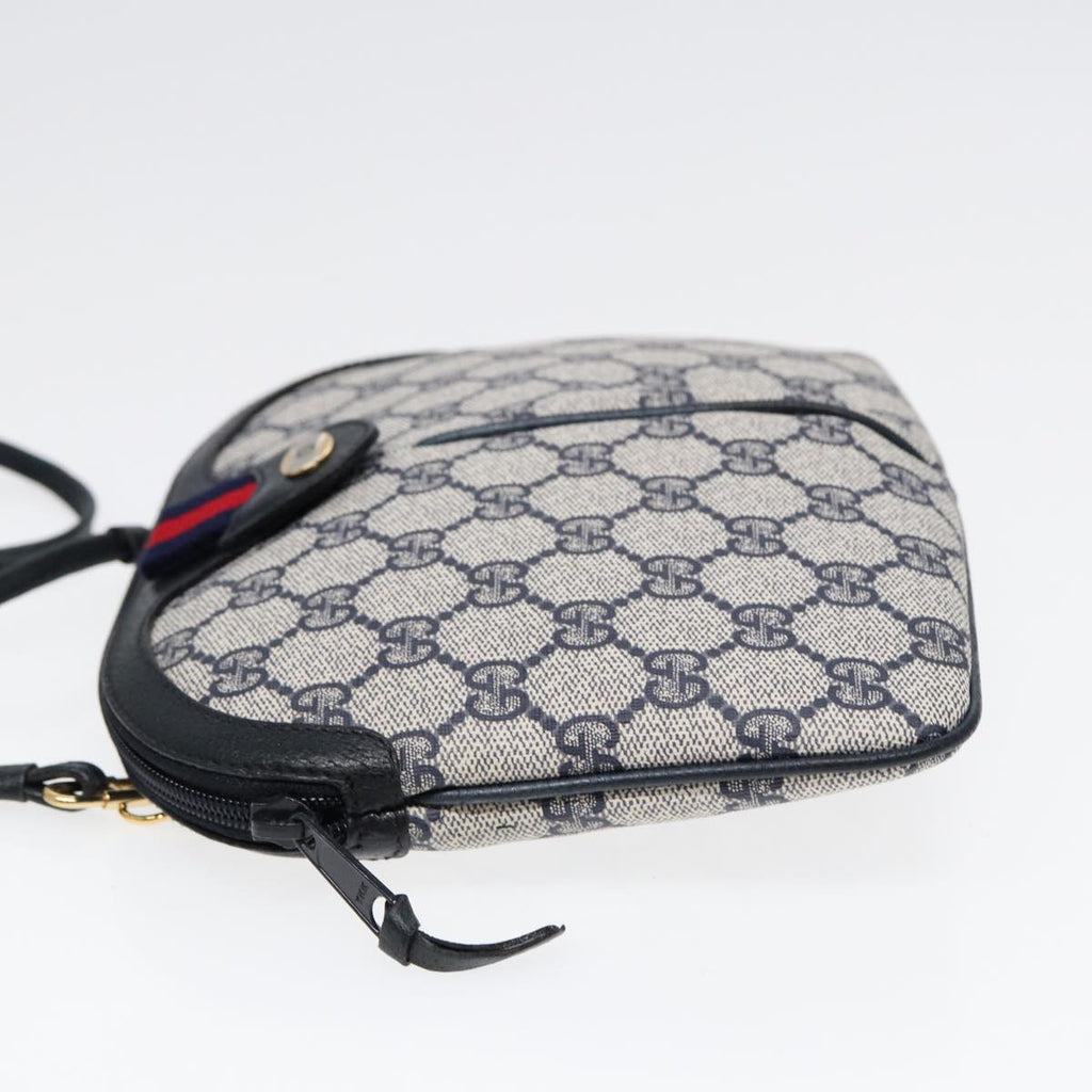 GUCCI GG Supreme Sherry Line Shoulder Bag PVC Navy Red 904 02 047 88462