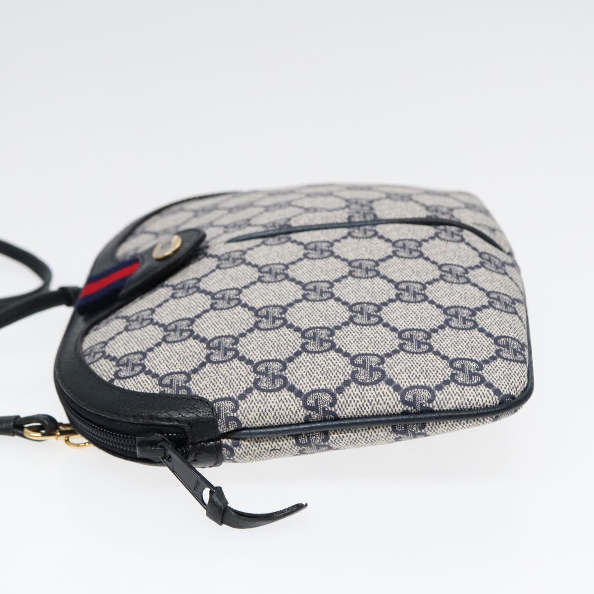 GUCCI GG Supreme Sherry Line Shoulder Bag PVC Navy Red 904 02 047 88462