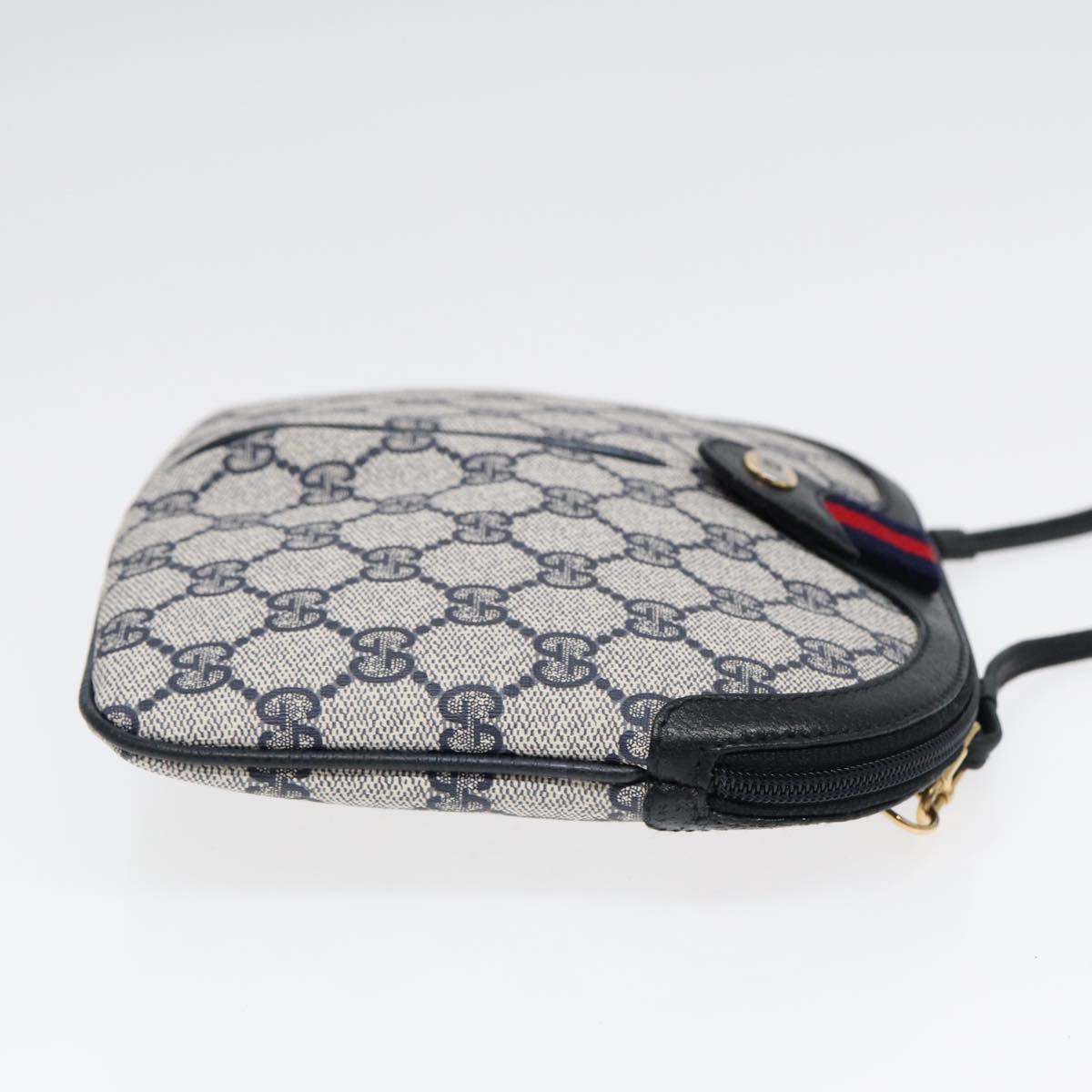 GUCCI GG Supreme Sherry Line Shoulder Bag PVC Navy Red 904 02 047 88462