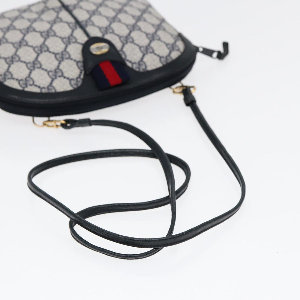 GUCCI GG Supreme Sherry Line Shoulder Bag PVC Navy Red 904 02 047 88462