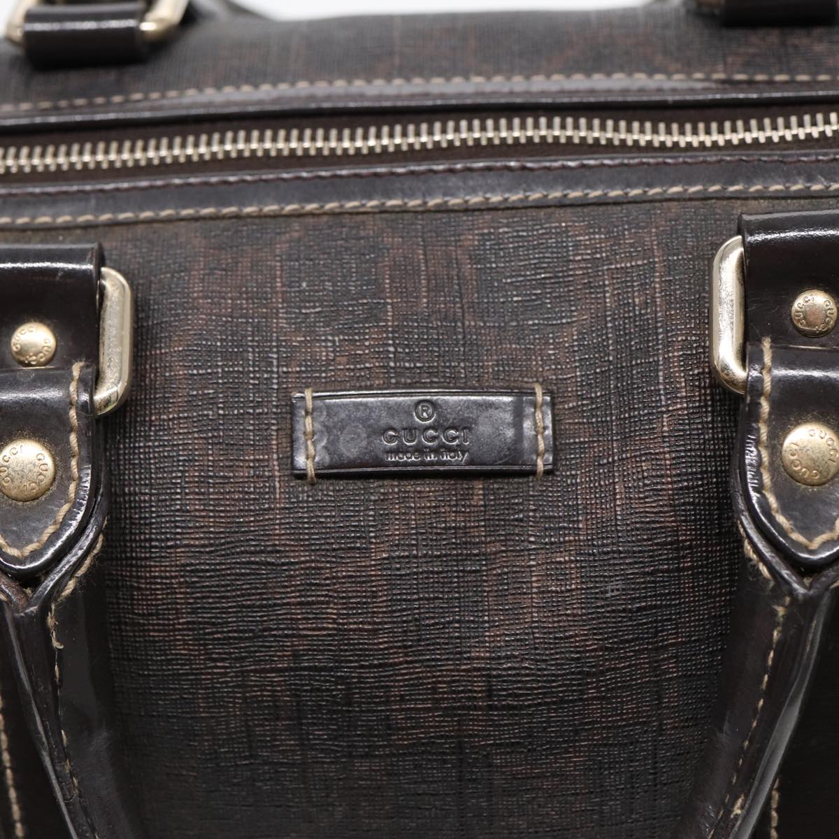 GUCCI GG Supreme Boston Bag PVC Leather Gold Brown 193603 88466